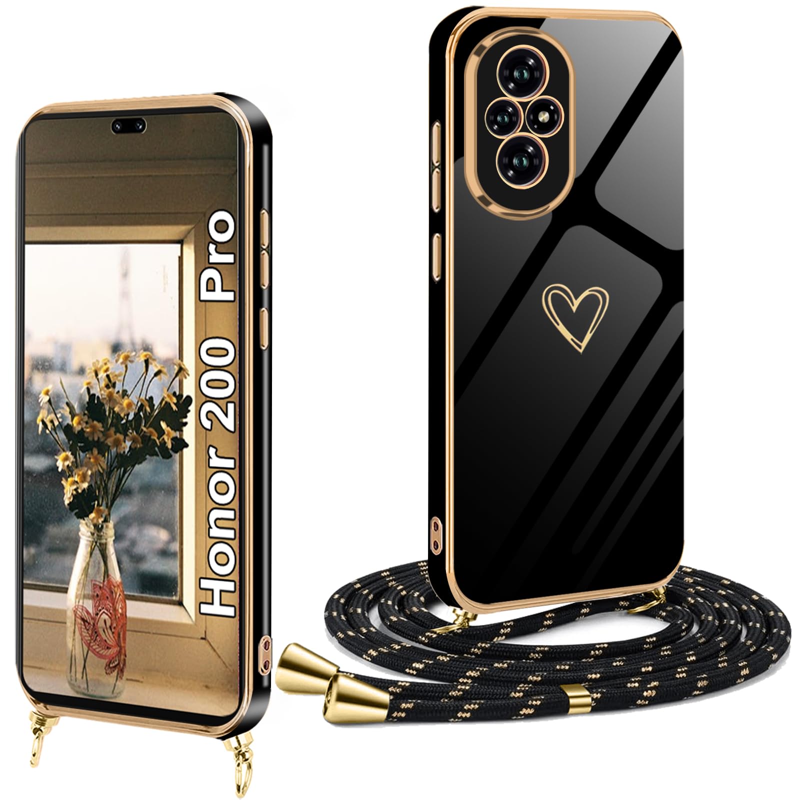 Coque Honor 200 Lite 5G Avec Cordon - Housse Silicone Transparente Avec Lanière Collier