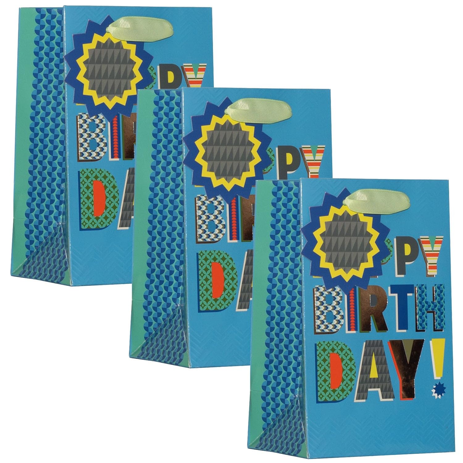 Design By Violet Happy Birthday Message Small Paper Gift Bags Pack of 3