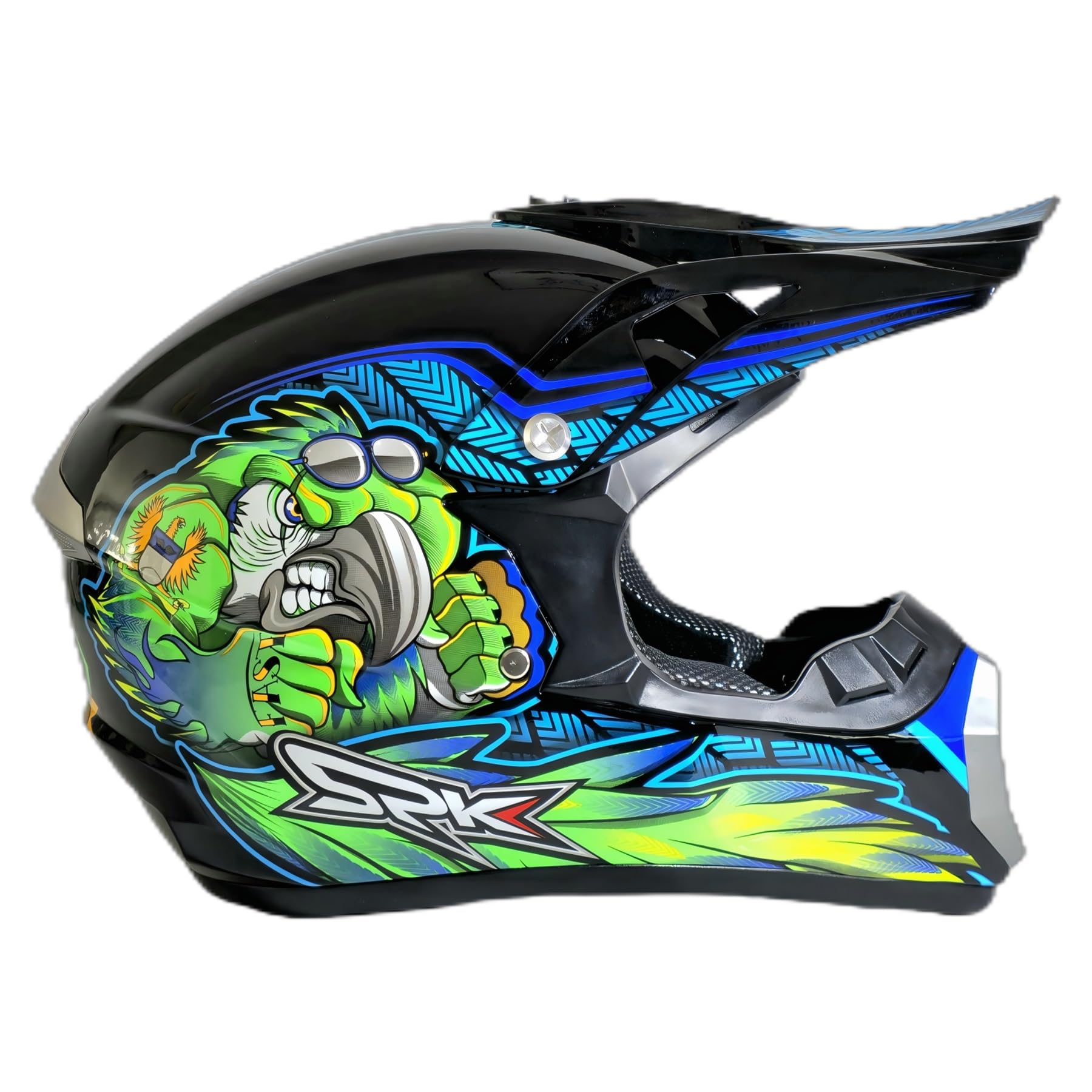 Casco Motocross Set Per Bambini E Adulti, Endurance Race ATV ATV Casco, Casco Di Sicurezza Stereo Traspirante Include Occhiali Guanti Maschera(Blue,XL(58-59CM))