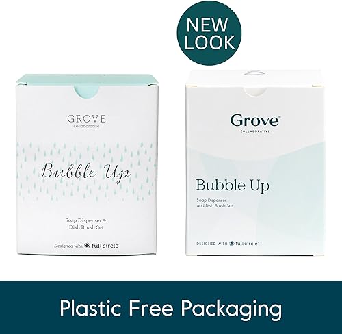 Miniatura 8 de Grove Co. Dispensador de jabón para platos Bubble-Up y juego de 2 cepillos, limpiador de platos de diseño ergonómico, elimina los desastres