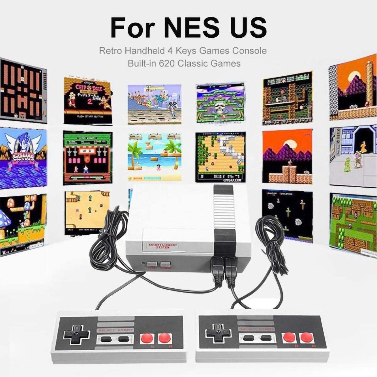 Classic Retro Game Console, AV Output Console Built-in 620 Classic Video Games for Kids Gift Birthday Gift