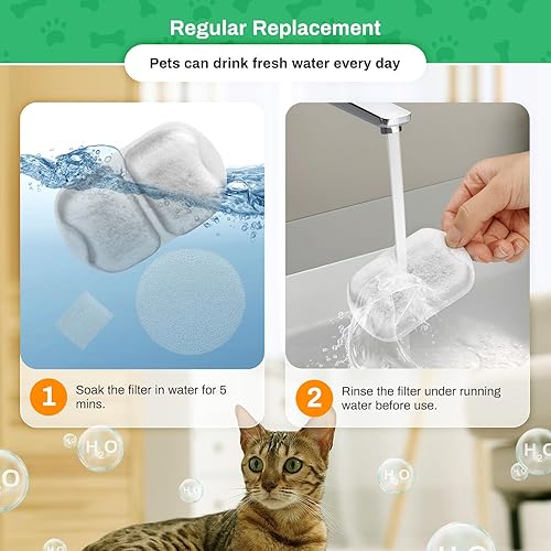 Miniatura 6 de Paquete de 16 filtros de fuente de agua para perros de repuesto para fuente de acero inoxidable de 7 L230 oz1.8 G, súper silencioso, con triple