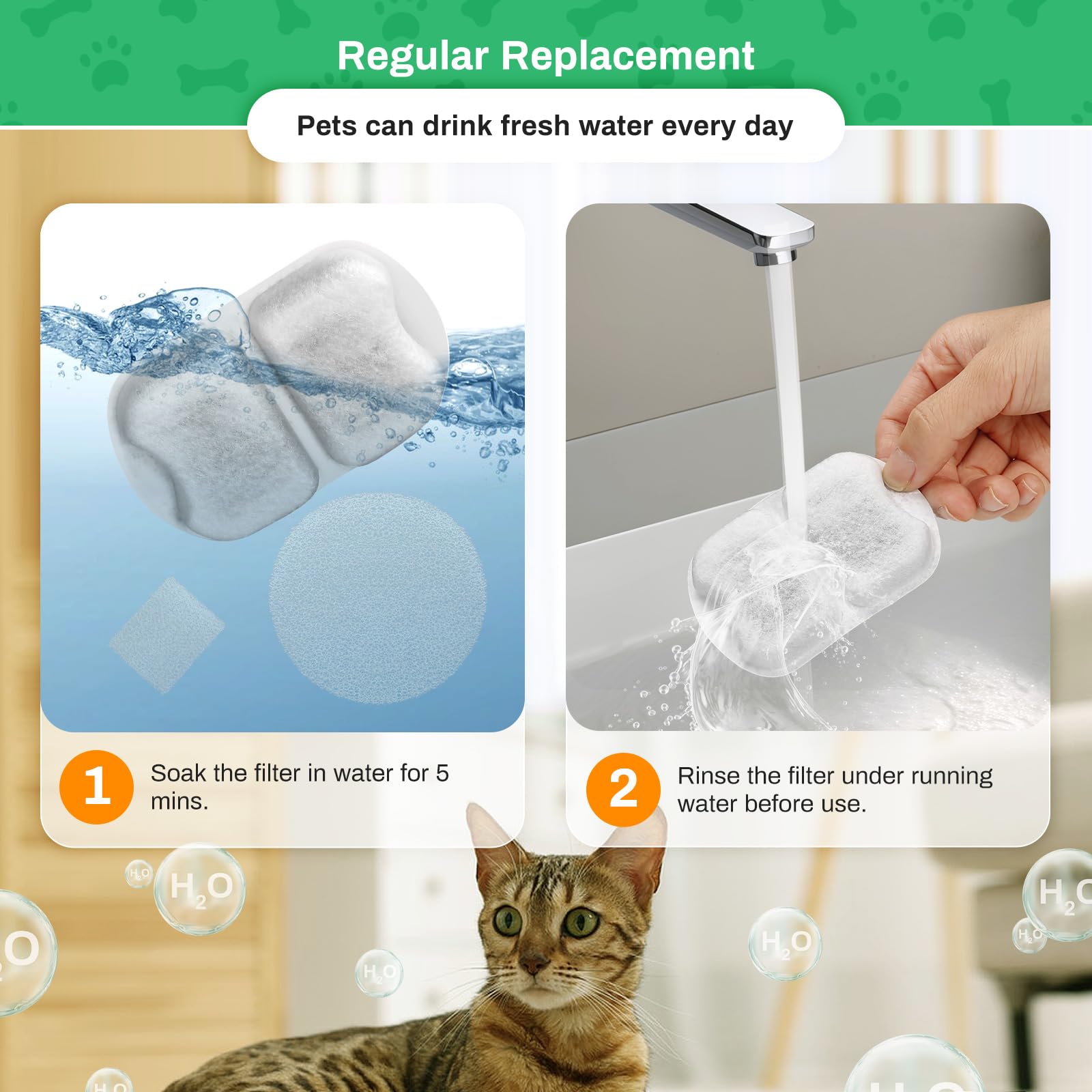 16-pack Dog Water Fountain Filter Replacement for 7L/230oz/1.8G Stainless Steel Dog Fountain Super Quiet with Triple Filtration for Large Cats Multi-Pet Home (16 Set Filters for 7L Pet Fountain) - image 6