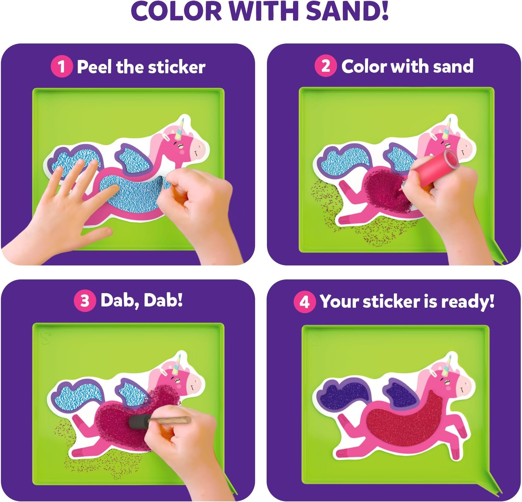 Skillmatics Sand Art Activity - Unicorns & Princesses, Create & Stick 50+ Colorful Stickers, Craft Kits & Supplies for Kids, Gifts for Girls & Boys Ages 4, 5, 6, 7, 8, 9, 10