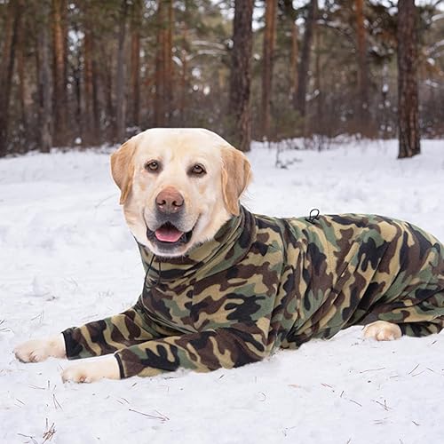 Miniatura 7 de Dog Winter Coat for Large Medium Small Dogs, Warm Fleece High Collar Full Body Dog Jumpsuit Comfortable Onesie Apparel (Camouflag, 3X-Large)