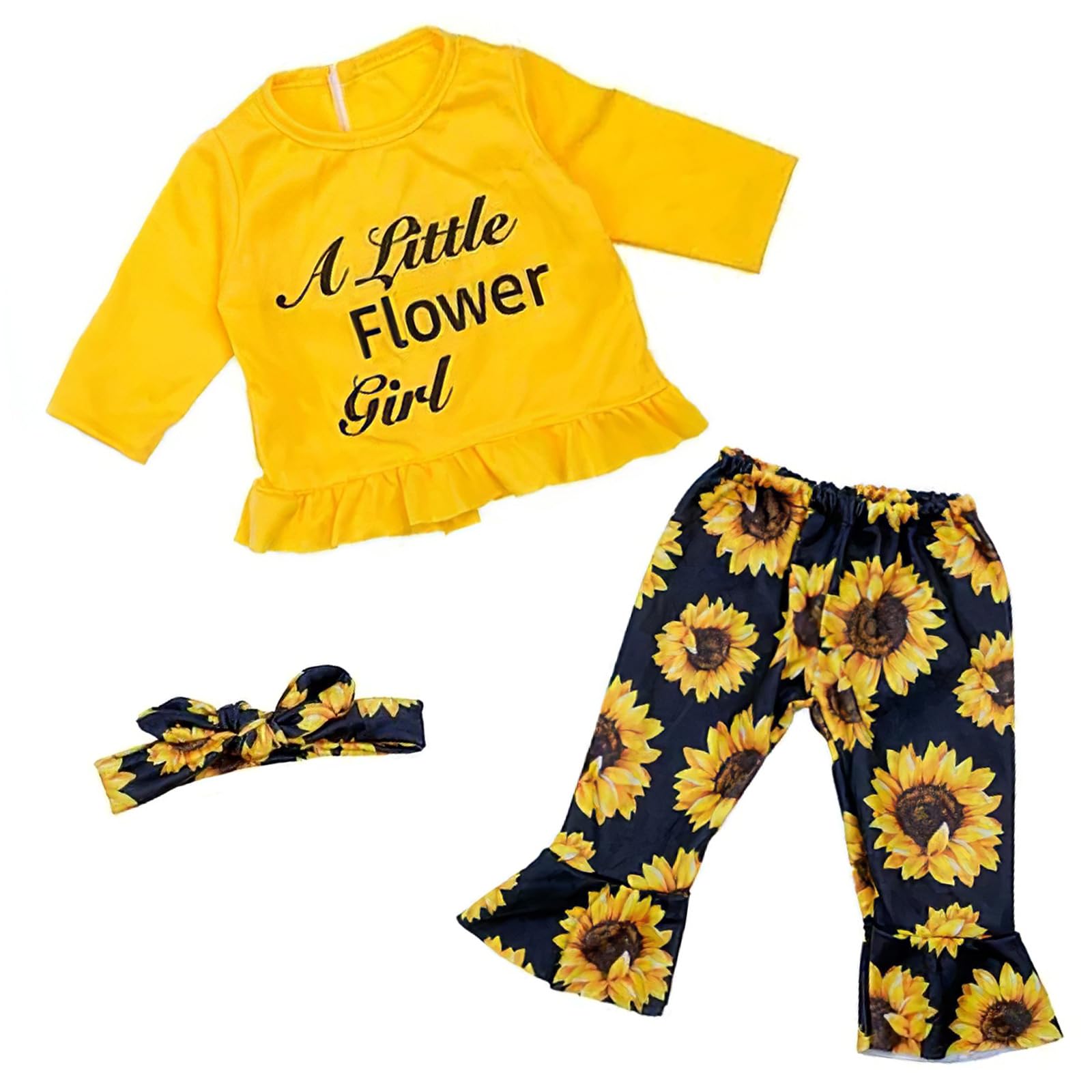 BABESIDE 3 Pcs Reborn Baby Doll Clothes Set for 17-22 Inch Babydolls, Sunflower Baby Dolls Clothes with Headband for Realistic Baby Doll Accessories