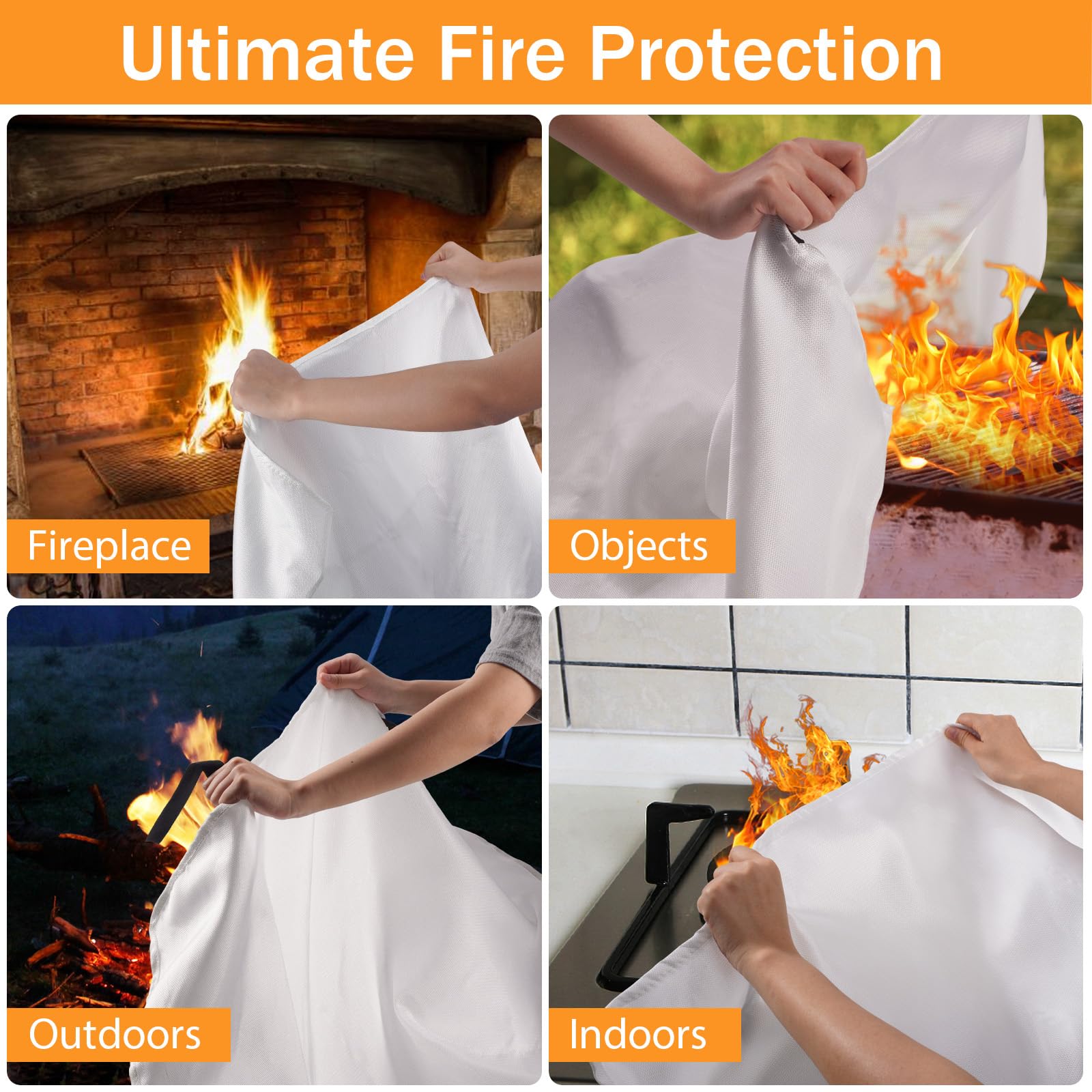 kanhiro Coperta antincendio di emergenza per casa, cucina, in fibra di vetro, ideale per scuola, camino, griglia, auto, ufficio, magazzino (confezione da 6, 99 x 99 cm)