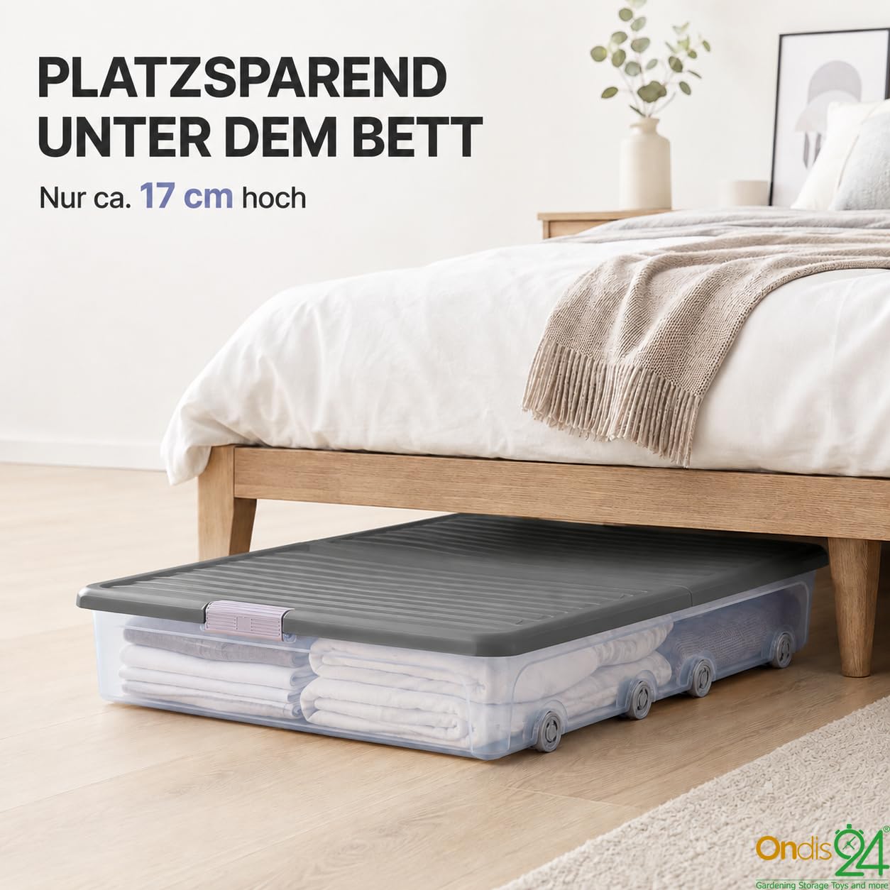 Ondis24 Contenitore per sotto il letto, con ruote, 55 litri