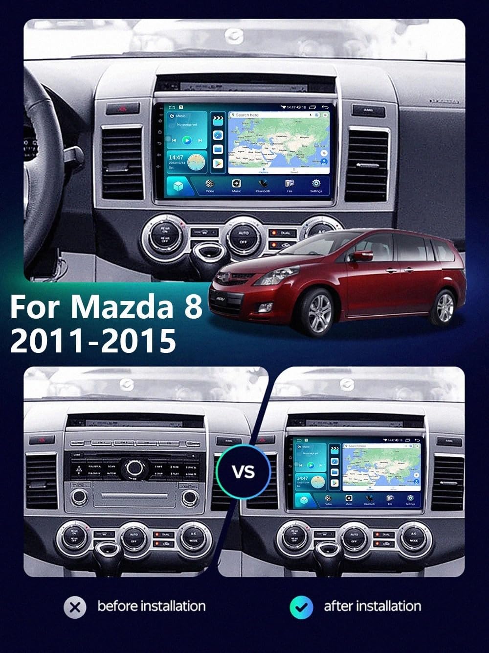 Odtwarzacz Multimedialny 2-Din dla Mazda BT50 2012-2018 Bezprzewodowe Carplay I Android Auto, Pojemnościowy Ekran Dotykowy, Nawigacja Gps Radio Fm Z, 4 Rdzeń 2G+32G