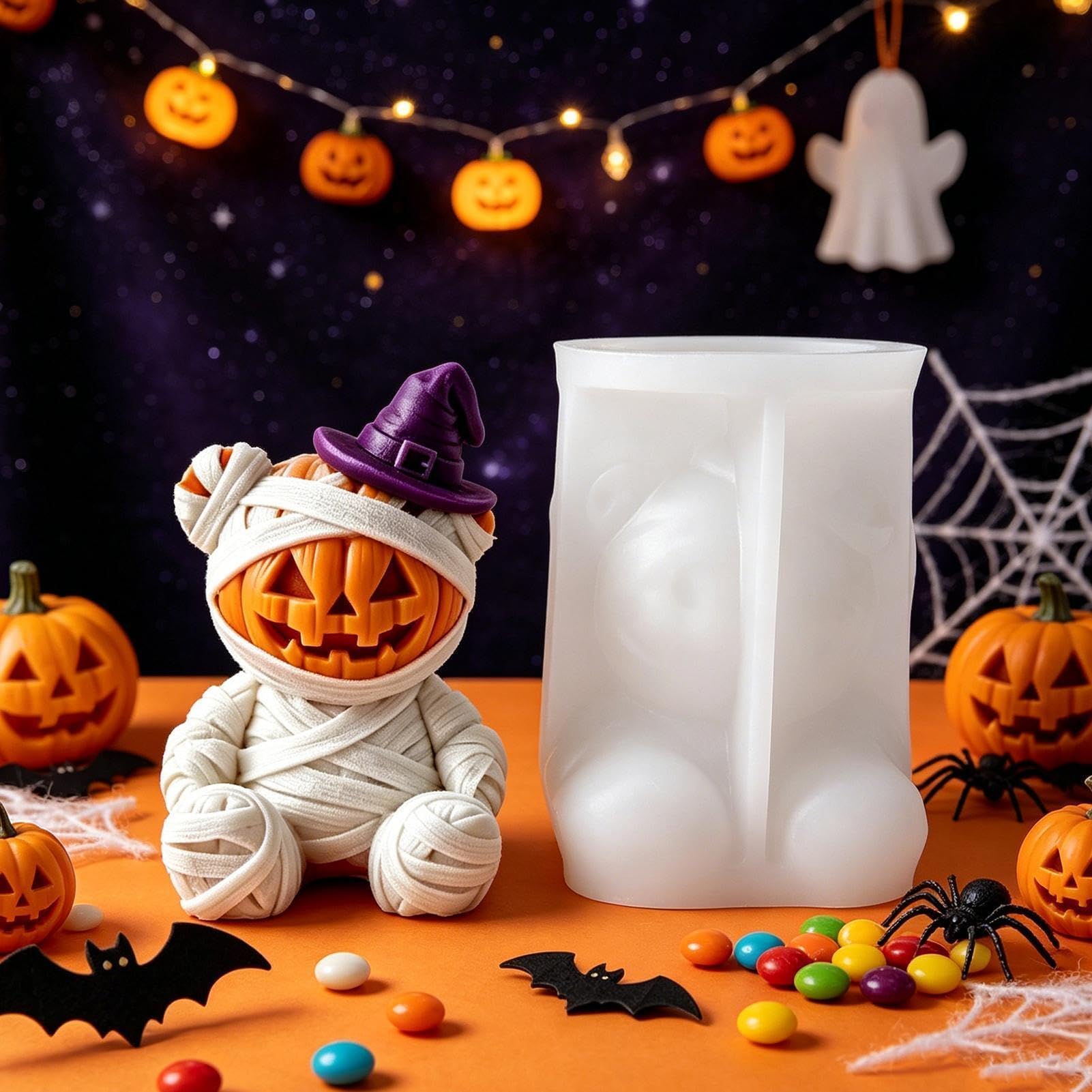 Stampi in silicone per Halloween, facili da rimuovere, a forma di zucca 3D, antiaderenti, ideali per candele, saponi, resina, prodotti da forno, strumento flessibile per la casa e la panetteria