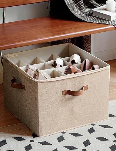 Miniatura 6 de StorageWorks Organizador de zapatos para armario, contenedores de tela para almacenamiento de zapatos con cubierta transparente, divisores
