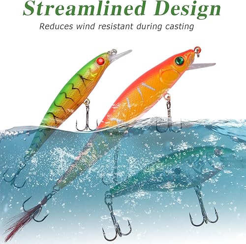 Miniatura 3 de Kit de señuelos de pesca, juego de cebos duros, pececillos, cebos de baño, lápiz de pesca artificial, kit de cebo de pesca para lubina, trucha,