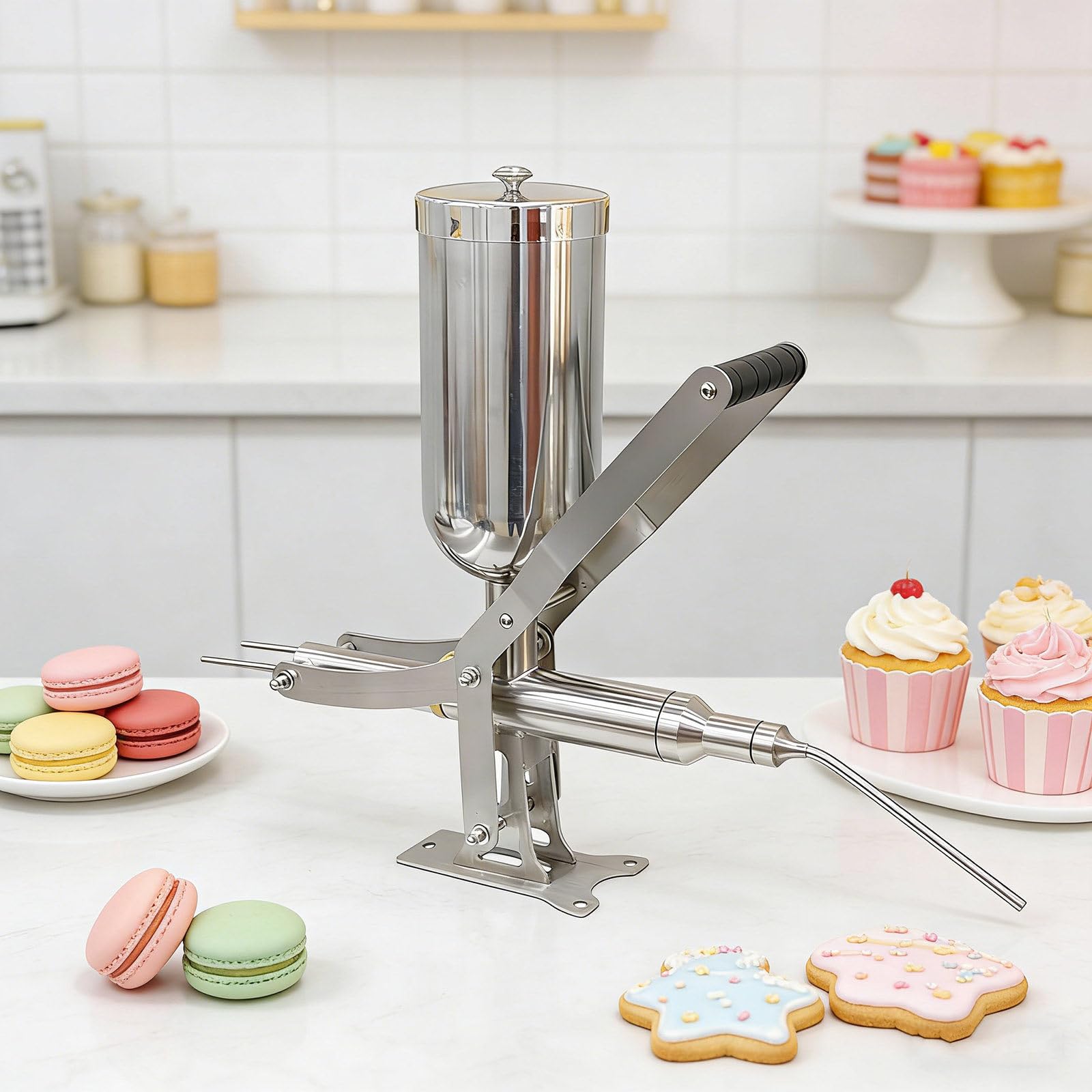 Relleno manual de churro, máquina de churro español de acero inoxidable para cocina, restaurante, panadería, herramienta de llenado de crema para rosquillas de churros, relleno de frutas latinas