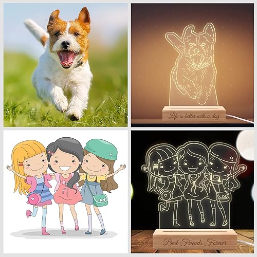 Miniatura 2 de Personalized Night Light Custom 3D Photo Lamp with Picture Text Engraved, Customized Valentines Birthday Anniversary Lights Gift for Wife Husband