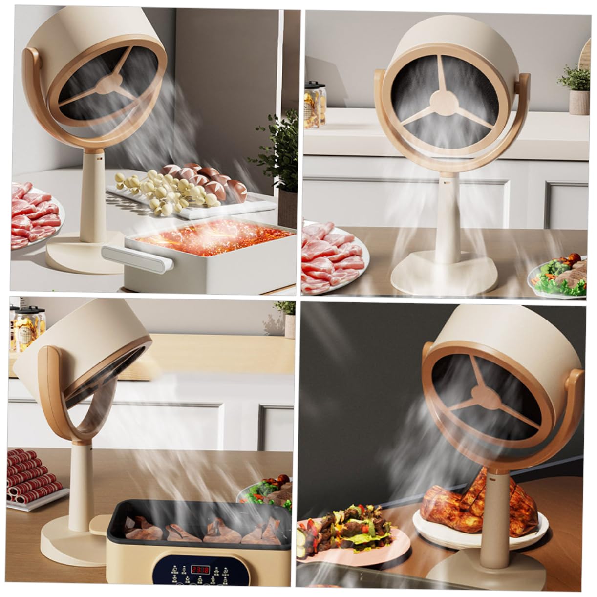 Veemoon Tragbare Dunstabzugshaube für Küche mit USB Anschluss und Verstellbarem Winkel Kleiner Desktop Abluftventilator aus Abs und Pp für Grillen und Hot Pot Zuhause