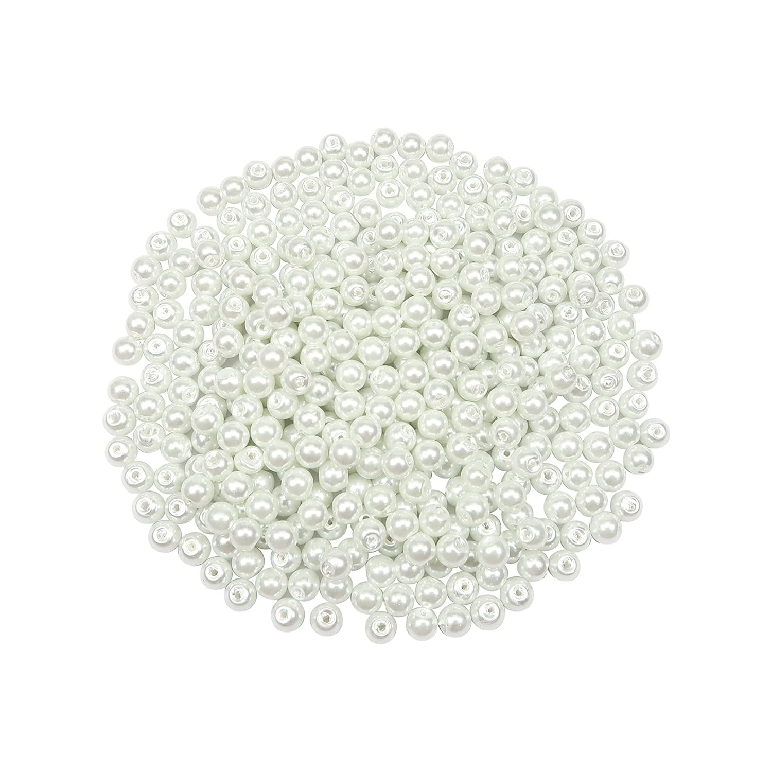 SadeqeenLuster Glossy Polished Round Pearl Beads Jewelry, 1000 Pieces, 6mm (Snow White)