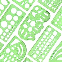 Vista 2 de Angrox Geometric Drawings Templates Measuring Geometry Rulers 15 Pcs with 1 Pack File Bag for Design School Studying Office Building