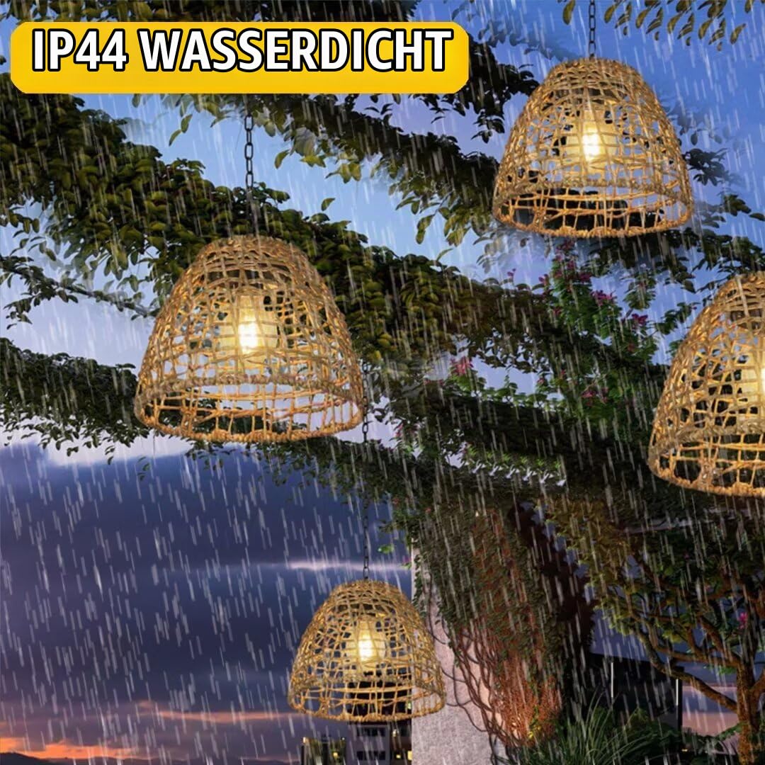 2 Packungen Seegras Weben Solarlampe Solarstrom Hängelampe Solar Garten Pendelleuchte Außen Solar Hängelampe Außen Hängeleuchte für Balkon, Garten