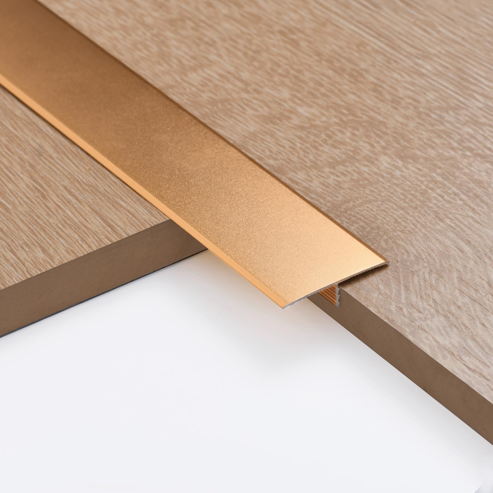 3pcs 3.3cm Aluminum T Molding Floor Transition Strip Metal Flat Divider Strip for Joining Floor Gaps Laminate Profile Flooring Edge Trim Cover Strips,0.9m Gold