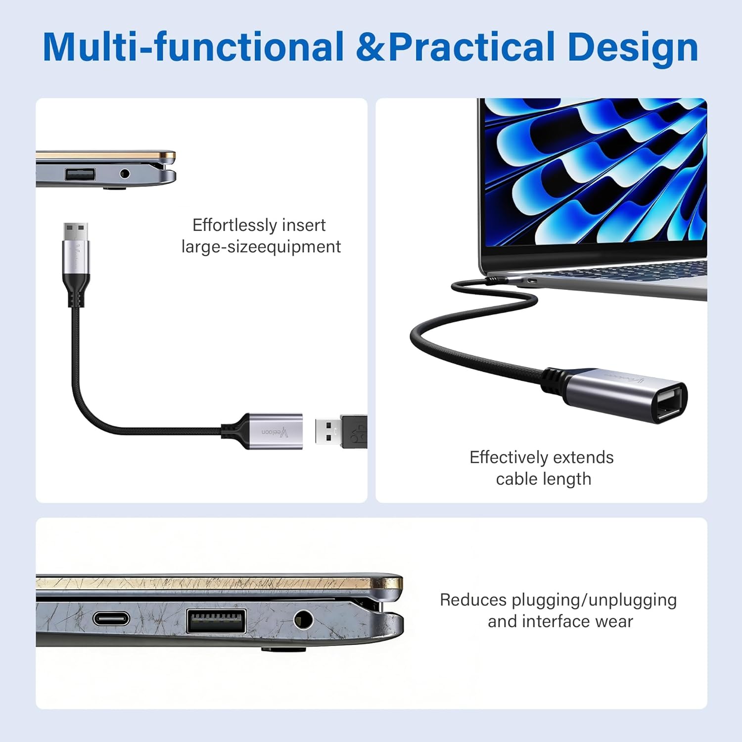 USB A Female to USB Male Adapter 10 Pack, Short Braided USB A 3.0 Charger Extension Cable, 5Gbps Data Transfer and Charging Converter for Flash Drive, Printer, Camera, Mouse, Keyboard, Plug & Play