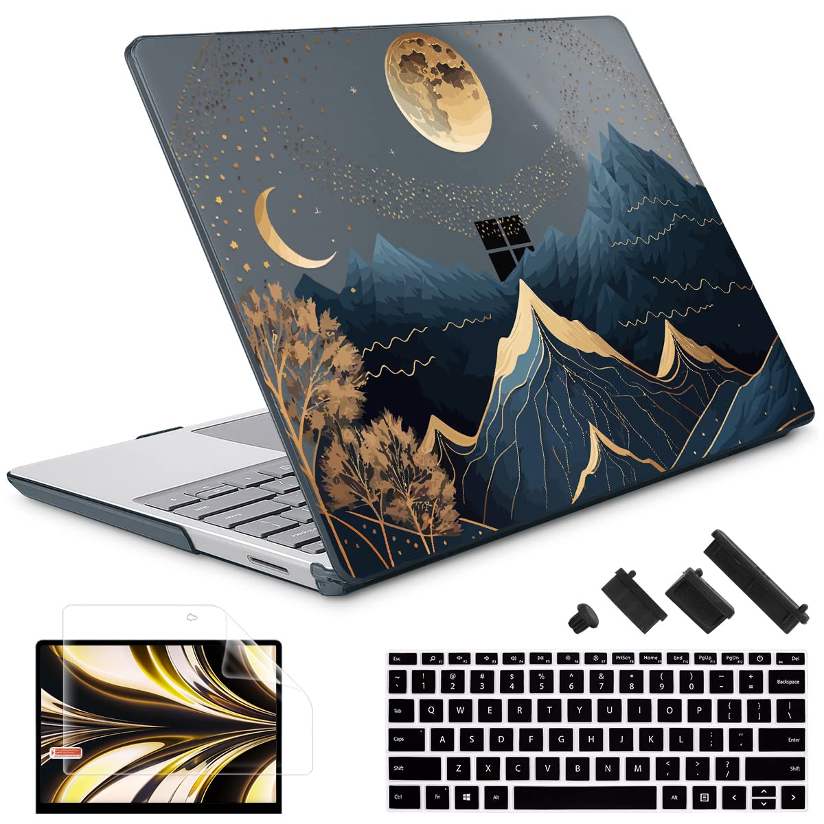 May Chen Case Compatible for 13.5" Microsoft Surface Laptop 5/4/3 with Metal Palm Rest Model 1951/1868, Plastic Hard Shell Case with Screen Protector + Keyboard Cover + Dust Plug, Traditional