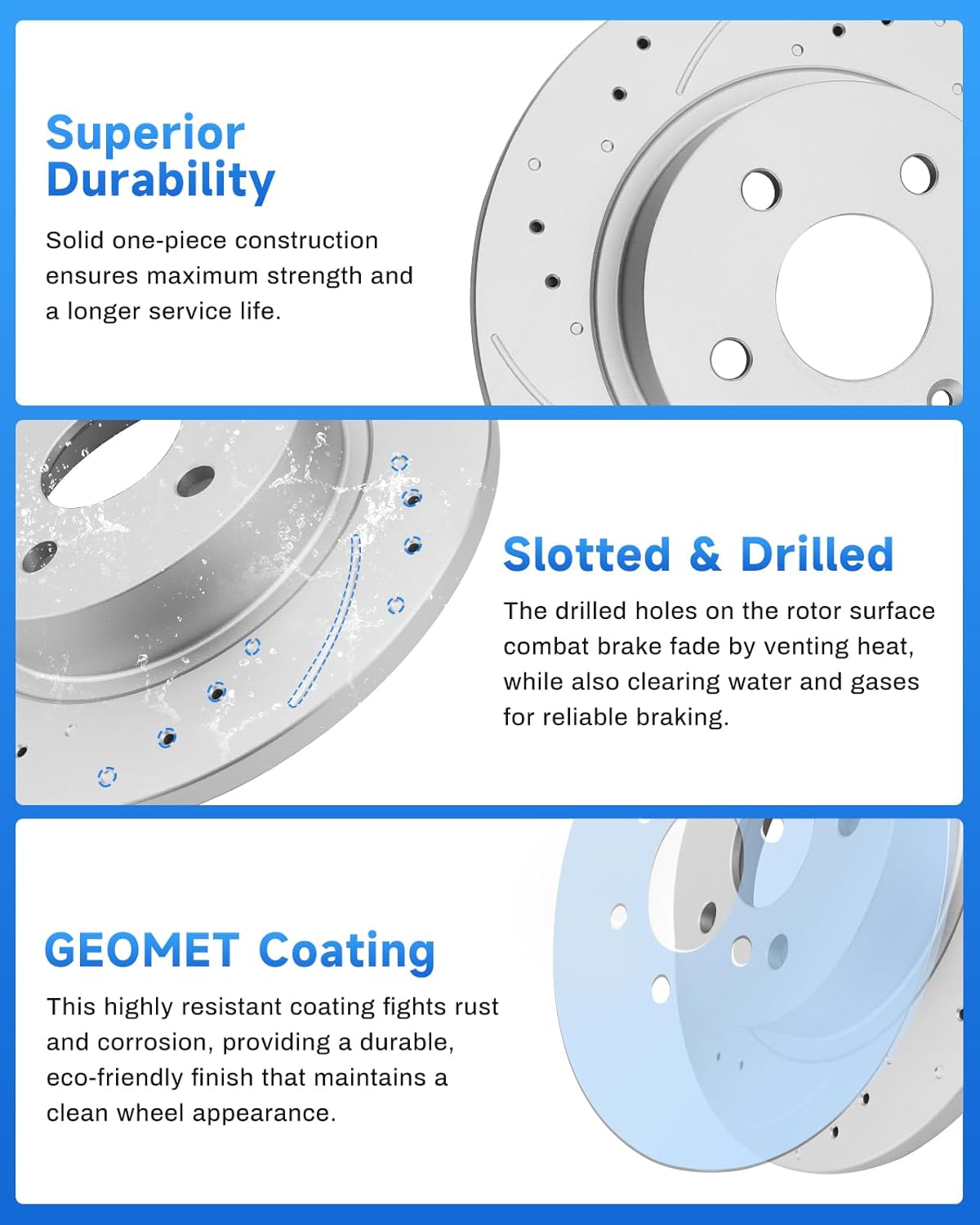Anpulsero Rear Brake Kit, Brake Rotors and Brake Pads Compatible with 2009-2018 Toyota Corolla, 2019 (1.8L)(ONLY Rear Disc, Not for Drums), 2010-2022 Toyota Prius | Anti-Rust Geomet Coated