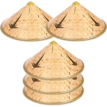 Traditional Asian Rice Straw & Bamboo Hats for Women and Men Unisex Outdoor Sun Hats, 16.5 Inch Diameter US, Alpha, One Size, Large, Big, 5 Pack
