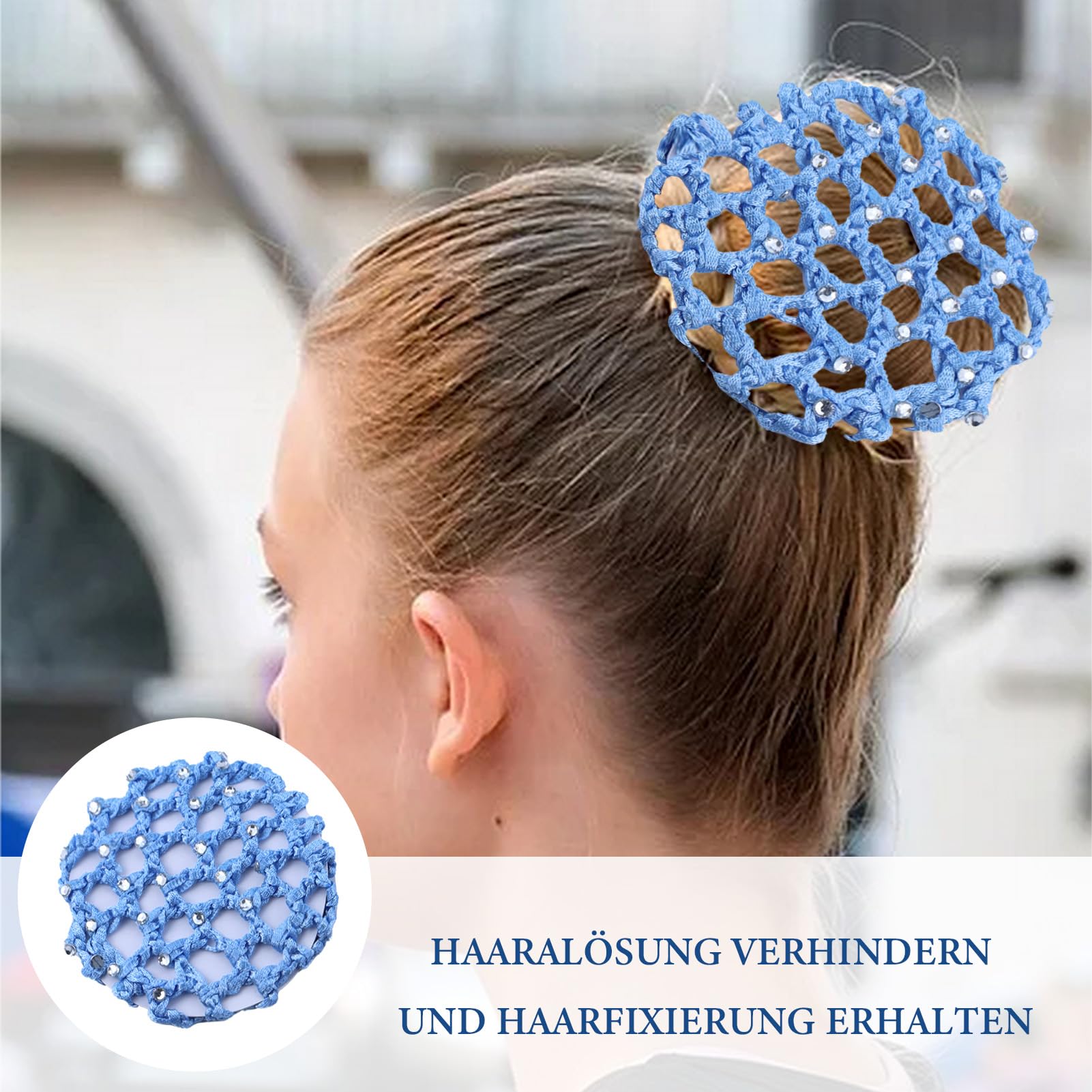 Rete per capelli, 5 pezzi con 50 mollette a forma di U, Retina per capelli con strass, adatta a tutti i tipi di capelli, Nero, Viola, Blu, Rosa, Bianco