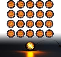 Vista 10 de TMH Luces indicadoras de marcador lateral ámbar de 1-1/4 pulgadas, redondas, 6 luces LED de bala transparente para camión, autobús, caravana