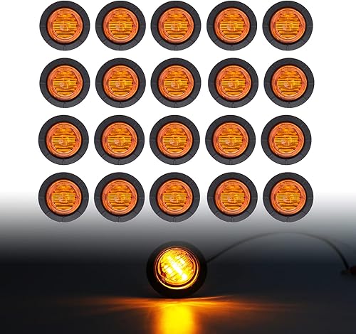 Miniatura 10 de TMH Luces indicadoras de marcador lateral ámbar de 1-1/4 pulgadas, redondas, 6 luces LED de bala transparente para camión, autobús, caravana