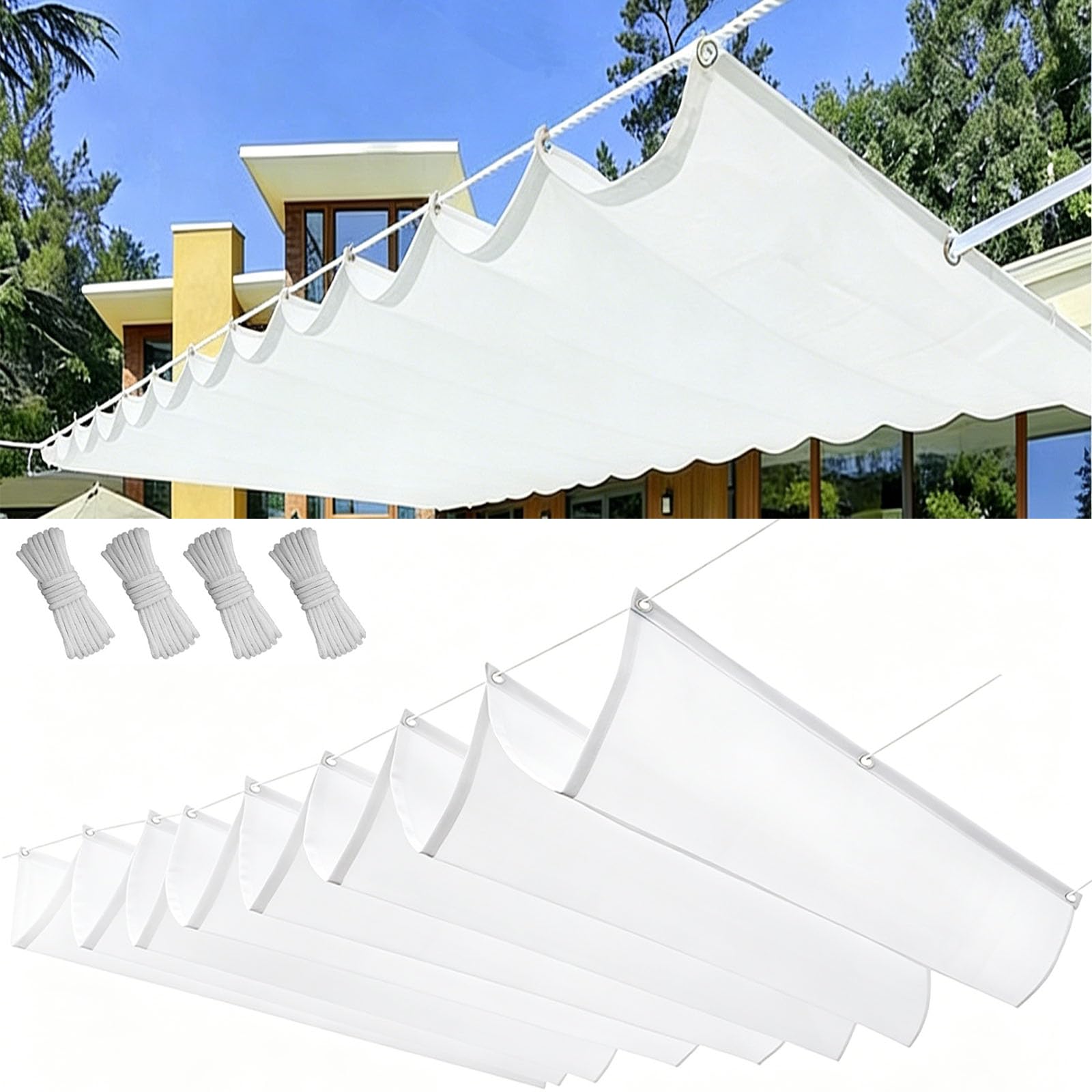 Voile d'ombrage rétractable sur mesure et store ondulé haute densité