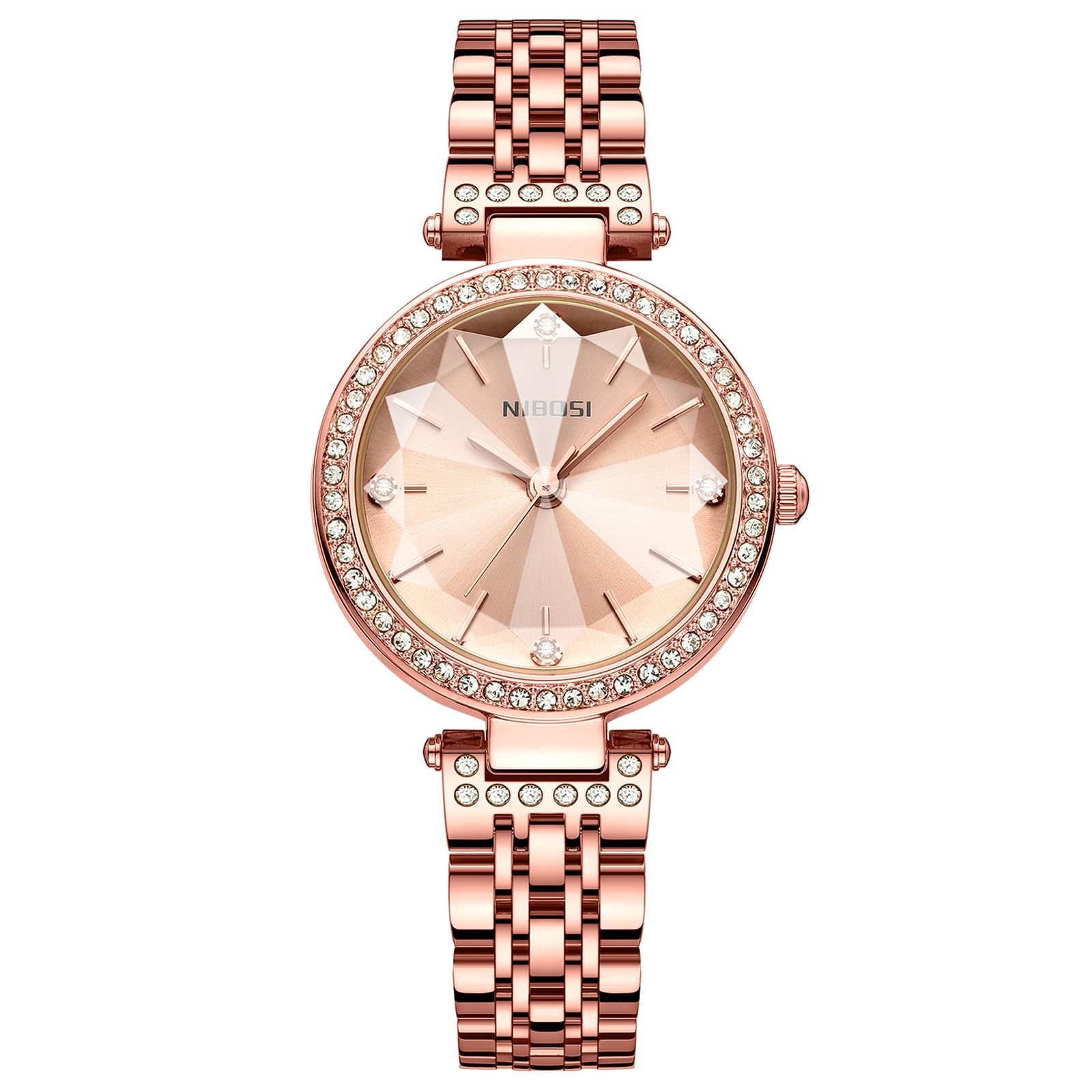 Women Stainless Steel Watches Analog Rose Gold Band and Square Dial Women's Watch for Girls&Miss&Ladies Diamond Studded with Stylish Watches Waterproof