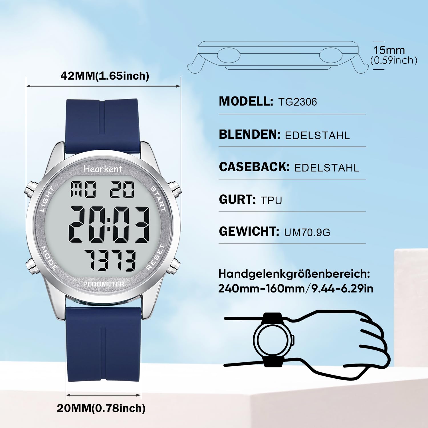 Schrittzähler Uhr Herren Ohne App und Handy,Großen Ziffern Digitaluhr,30M Wasserdicht,Fitness Tracker Fitnessuhr mit Schrittzähler Kalorienzähler