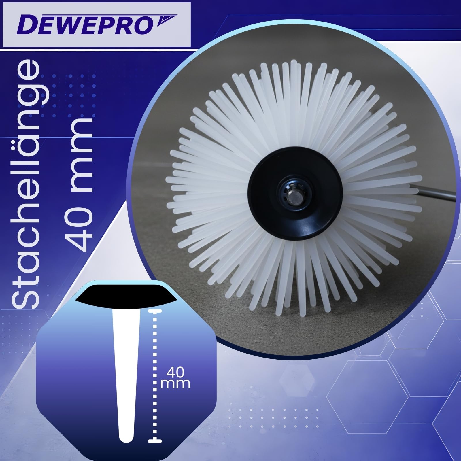 DEWEPRO Entlüftungsroller Stachelwalze ø123mm x 230mm Breite - Handstachelwalze mit 40mm Stachellänge - Entlüfterrolle, Entlüftungswalze - Igelwalze in Profi-Qualität