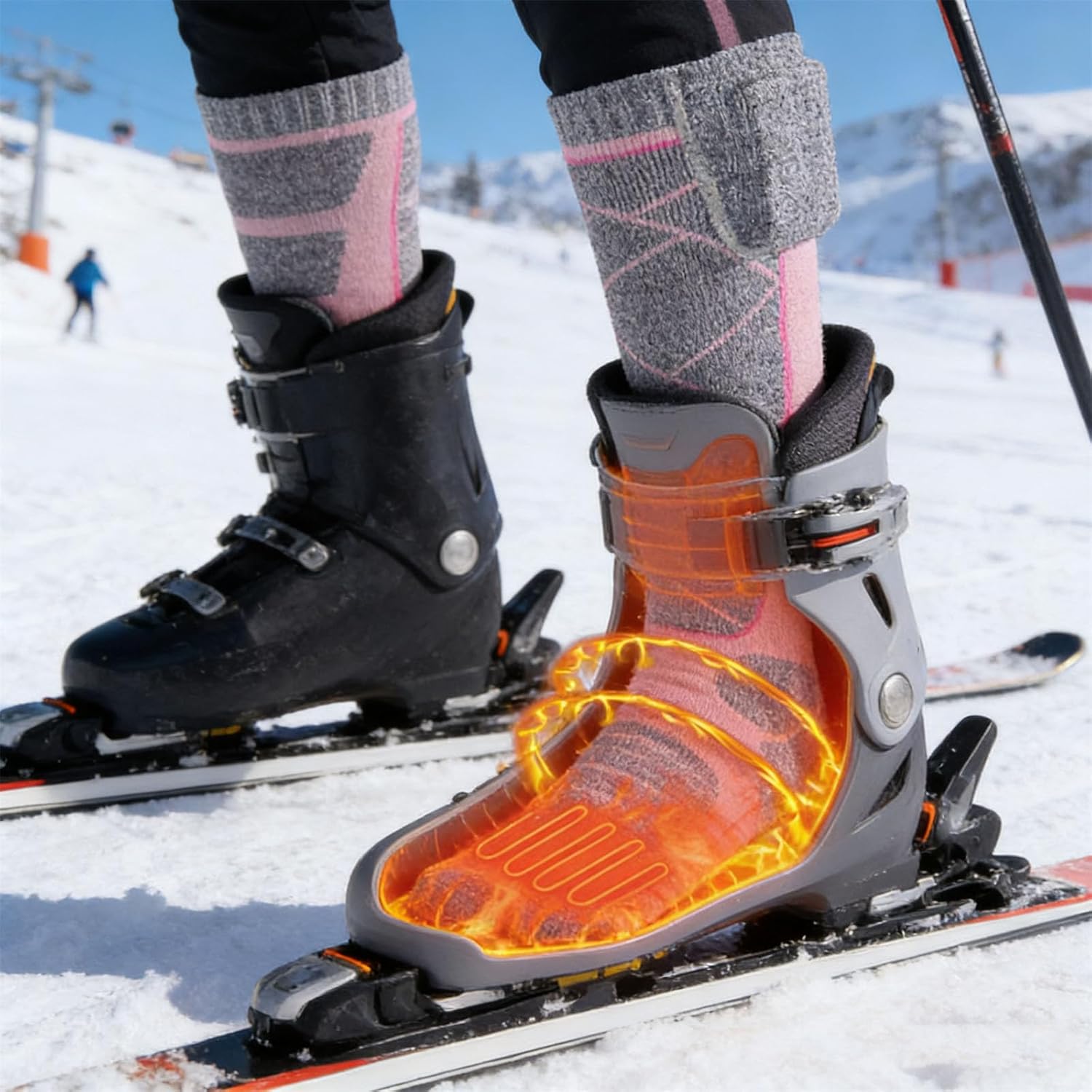 Rechargeable Heated Socks for Men Women,Washable,Battery Heated Socks 3 Heating Levels for Camping,Hiking,Hunting,Skiing,Walking,Fishing,Winter Sports Outdoors Foot Leg Warmers