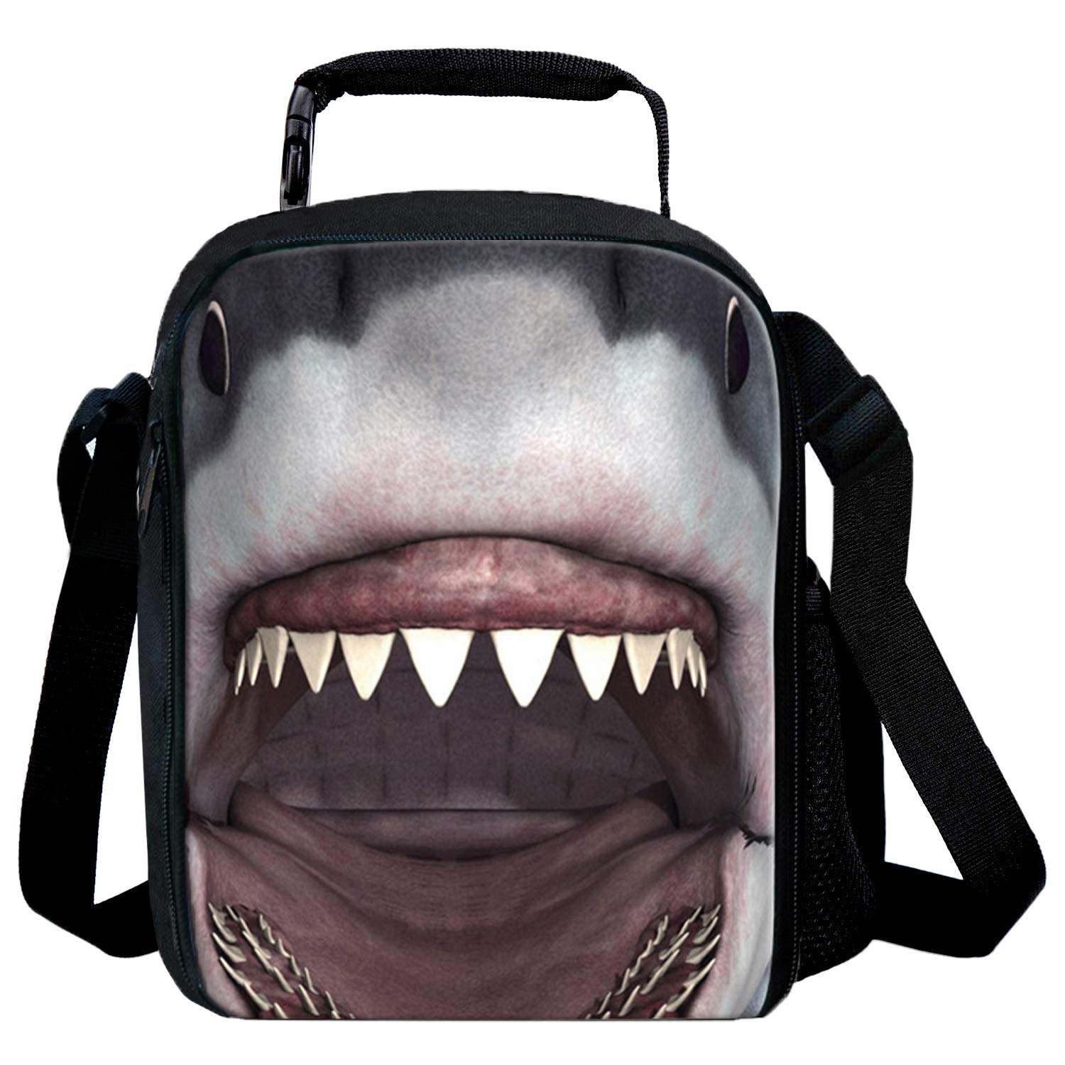 7-Mi Kids Insulated Lunch Bags for Food Children 3D Shark Lunch Tote Box Meals with Shoulder Adjustable Strap and Water Bottle Holder — image 1