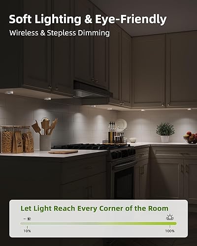 Vista 8 de EZVALO Luces LED de disco con estación de carga, luces recargables con encendido táctil, luz inalámbrica para clóset, 3 temperaturas de color, luces