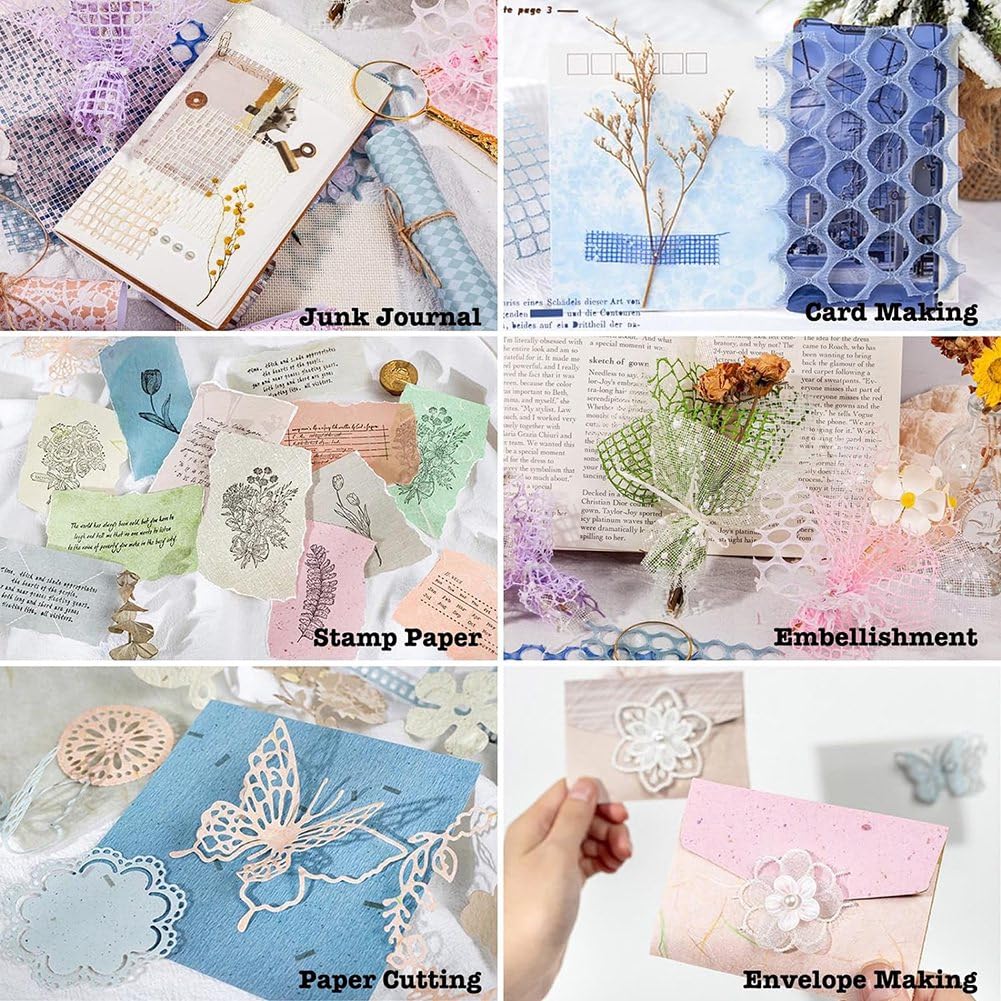 Scrapbooking Kit Set Di 15 Fogli Di Carta Ruvida E Tessuto A Rete Assortiti Carta 830637