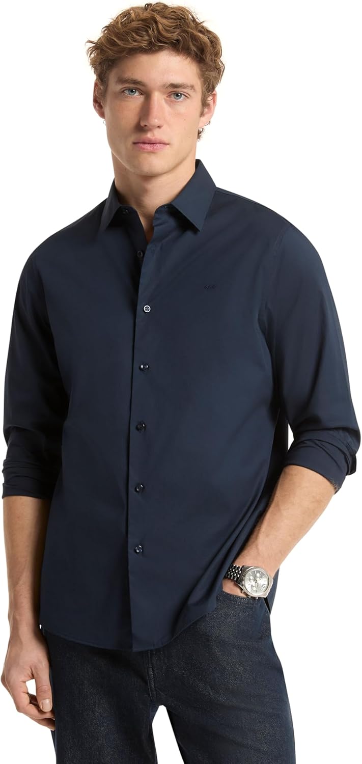 Michael Kors Men's Long Sleeve Striped Linen Top