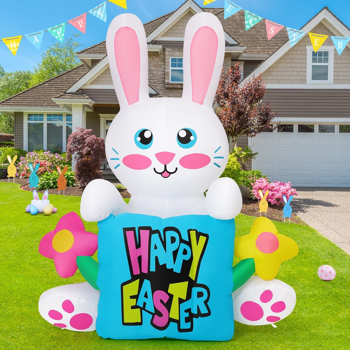 Raymall 7FT Easter Inflatables Outdoor Decorations, Easter