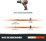 WORX Nitro WX354.9 Akku-Schlagbohrhammer 20V - bürstenloser Motor - 18 Drehmomenteinstellung + Bohren & Hammerbohren - 2-stufige Drehzahlsteuerun - 10mm in Stahlbeton - ohne Akkus & Ladegerät - 9