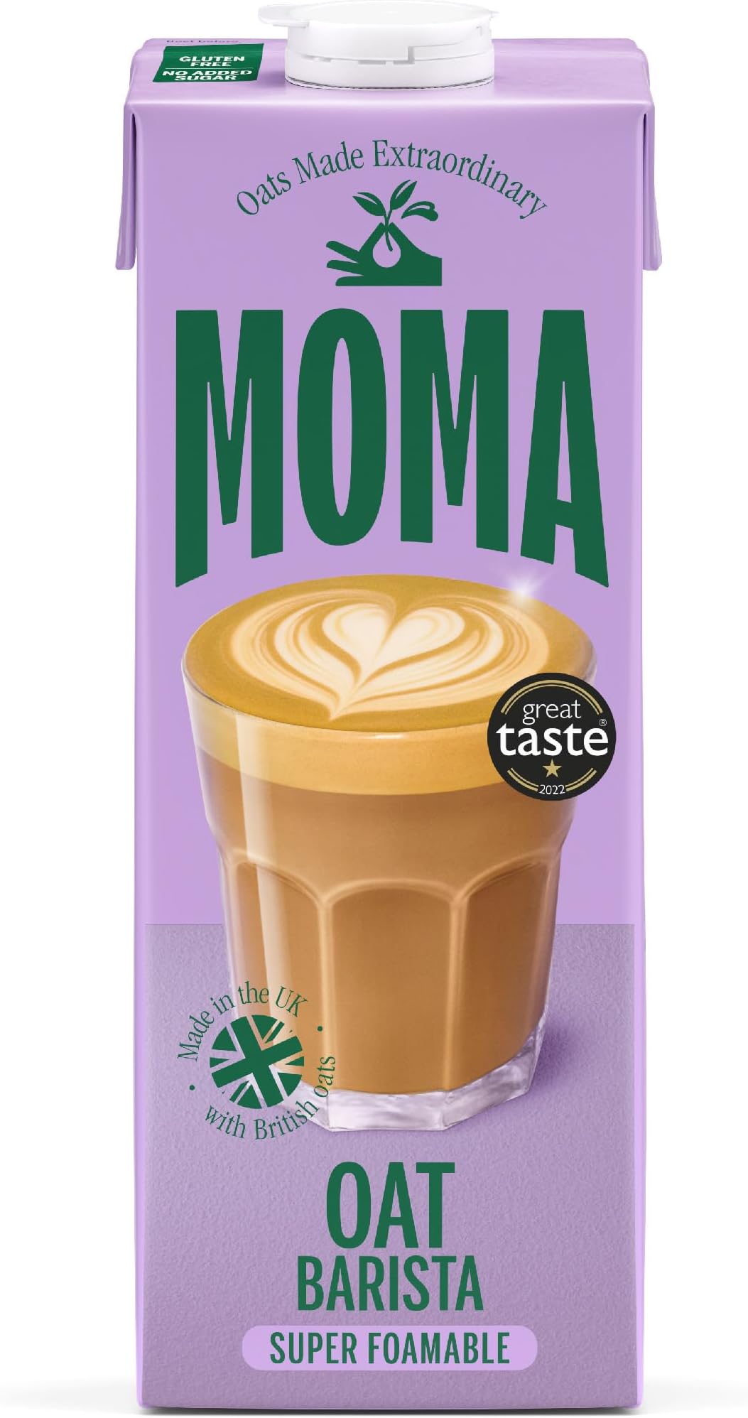 MOMA Barista Edition Oat Drink - 1 x 1L - 100% Plant Based Vegan - Perfect for Frothy Coffee - Made with the whole of the oat for fibre and delicious flavour - No Added Sugar - Vit D, B2 and B12