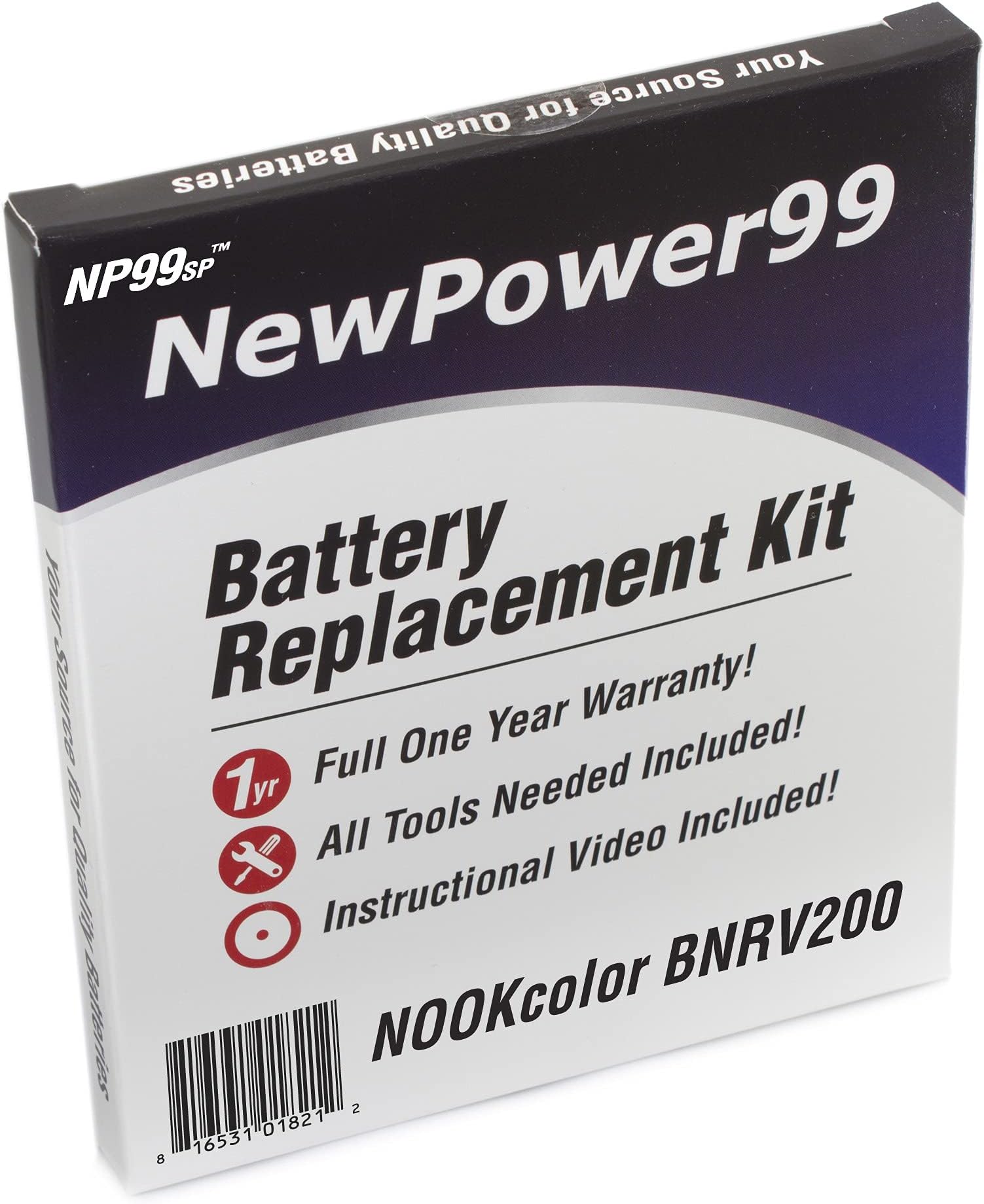 Battery Replacement Kit with Battery, Video Instructions and Tools for The Nook Color BNRV200 eReader