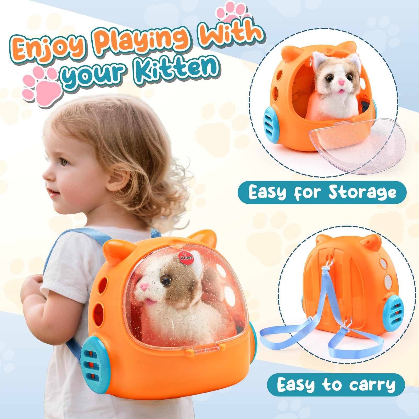 Peluche Chat Interactif Qui Marche Remuer La Queue Kit Medecin Enfant Jeu De Rôle Cadeau Jouet Fille 3-8 Ans
