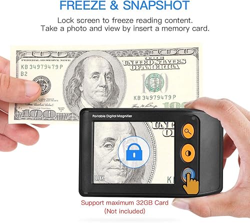 Miniatura 4 de Eyoyo Lupa de video digital portátil ayuda de lectura electrónica pantalla LCD de 3.5 pulgadas para baja visión 2x-25x zoom mango plegable