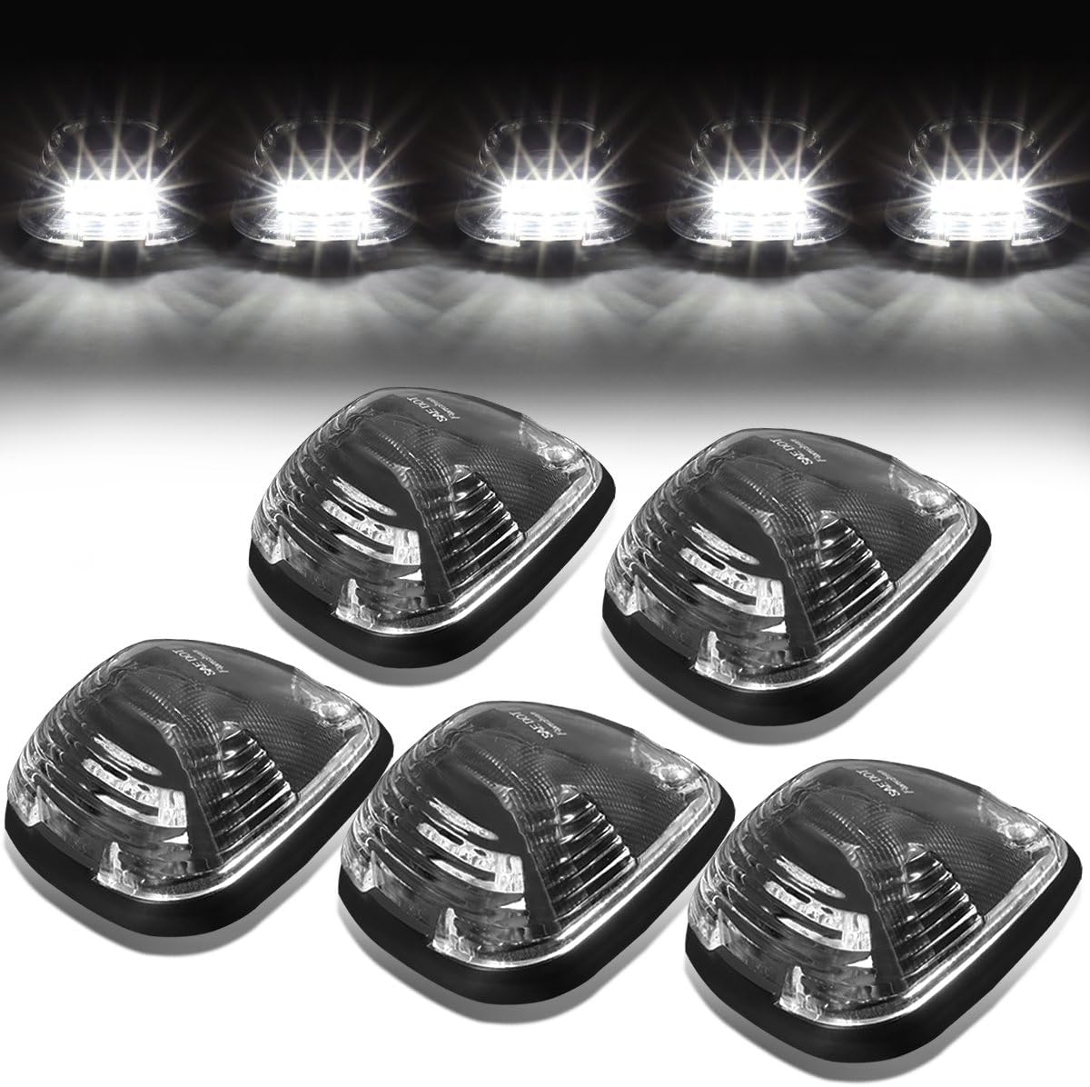 Auto Dynasty Compatible with Ford Superduty 5 X LED Cab Roof Top Lights - Wiring (Black Housing Yellow LED)