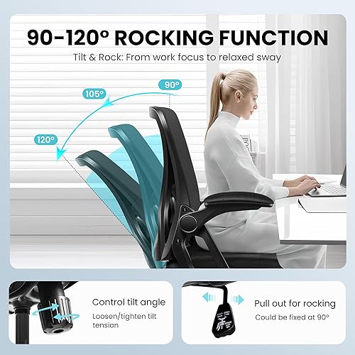 Miniatura 7 de Silla de oficina, sillas ergonómicas de escritorio para computadora en casa, cómoda silla de malla transpirable con soporte lumbar ajustable,