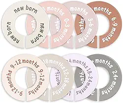 8 tamanhos de divisórias de armário de bebê, divisórias redondas de cabide de bebê, organizador de armário de berçário, marcadores de tamanho de guarda-roupa de recém-nascido a 24 meses