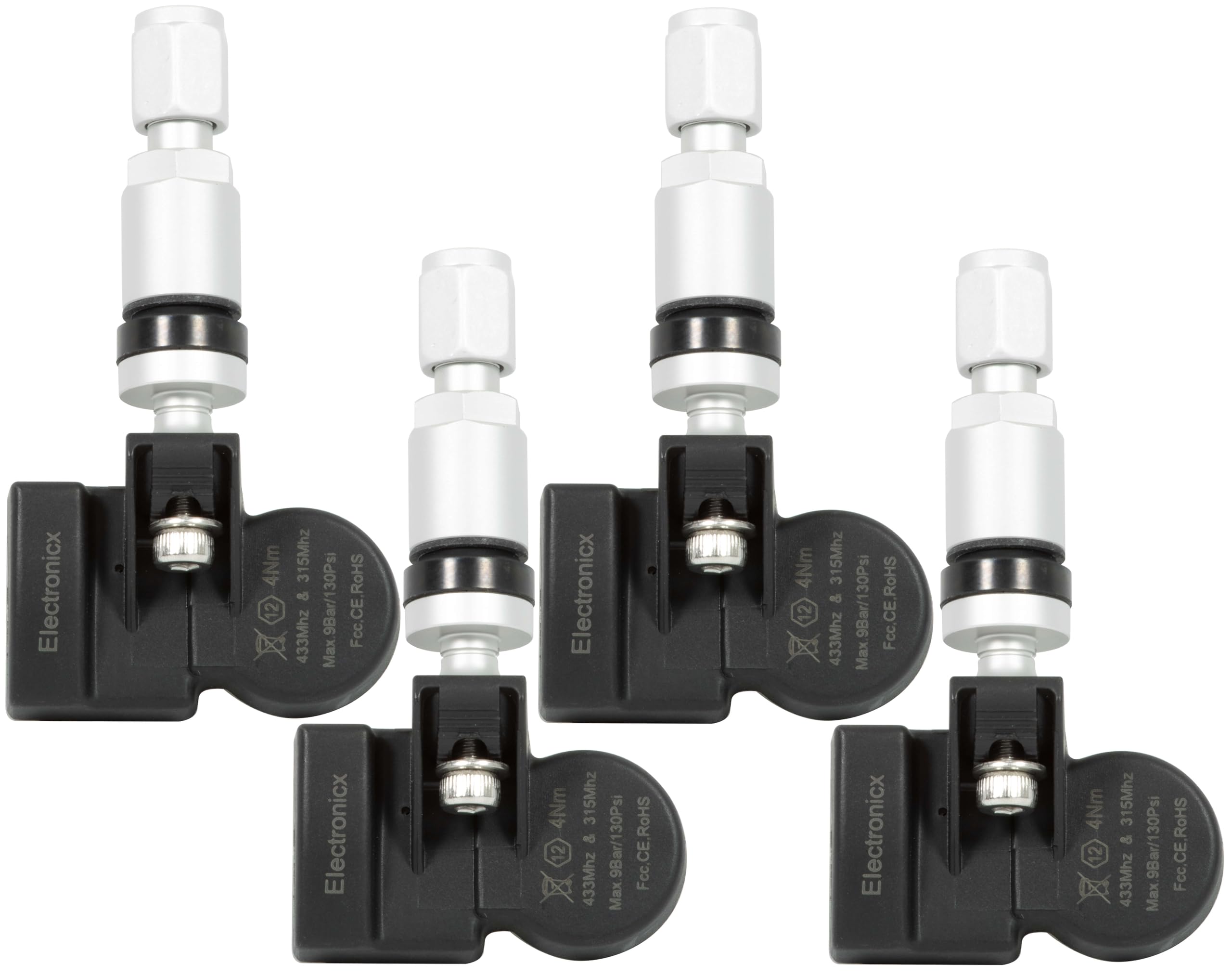 Lot de 4 capteurs de pression des pneus RDKS TPMS compatibles avec série 12.2006-10.2010 E88/E82 en aluminium argenté