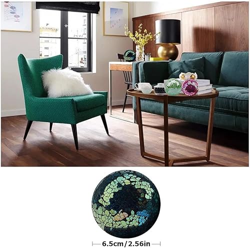 Miniatura 11 de 2.6 Inch Mosaic Crackl Decor Ball 3 Pcs Glass Solid Sphere for Vases Coffee Table Balls Accessories Party Round Orbs Decoration(Green)